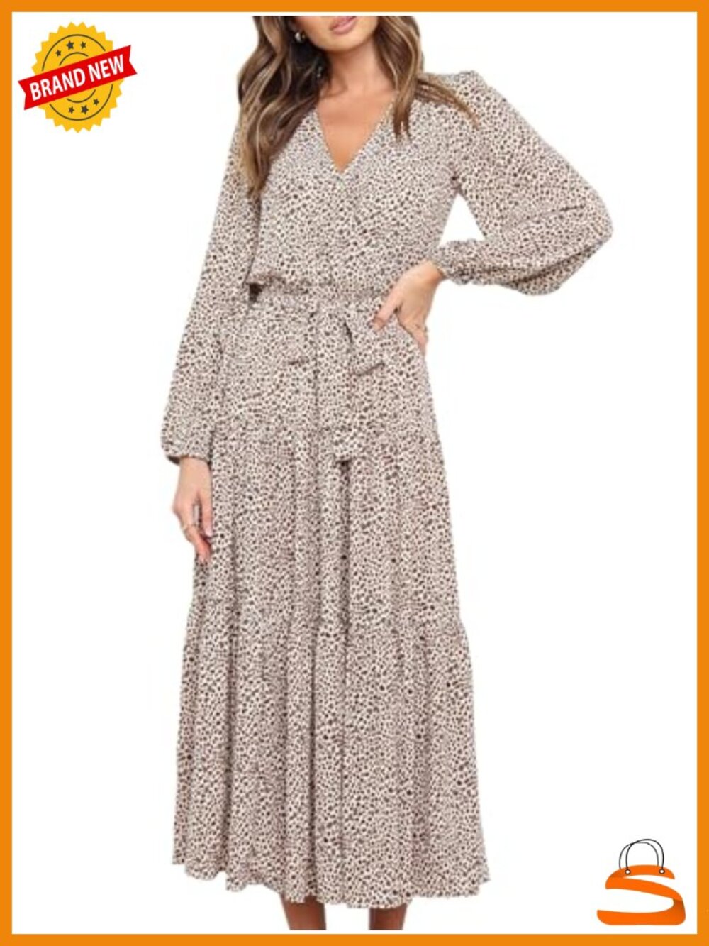 PRETTYGARDEN Womens Long Sleeve Boho Floral Wrap Maxi Dress
